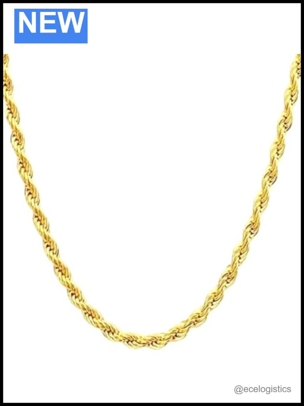 14K Solid Gold Rope Chain Necklace Lobster Clasp 20in Layering
